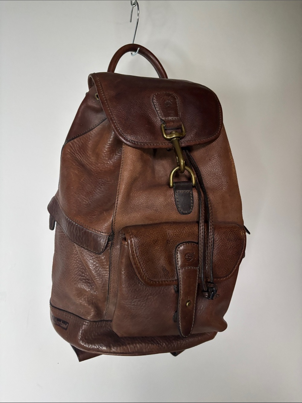 Vintage Timberland Large Brown Leather Backpack Rare Heritage Piece